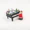 SANTA WITH PIANO, WITH ADAPTOR, 21 LED, WITH MUSIC AND MOVEMENT, 20,5x19x15 AND 7,5x7x13cm 600-45610