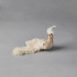 BIRD, CHAMPAGNE, WITH FEATHERS, 18x5x7cm 600-45655