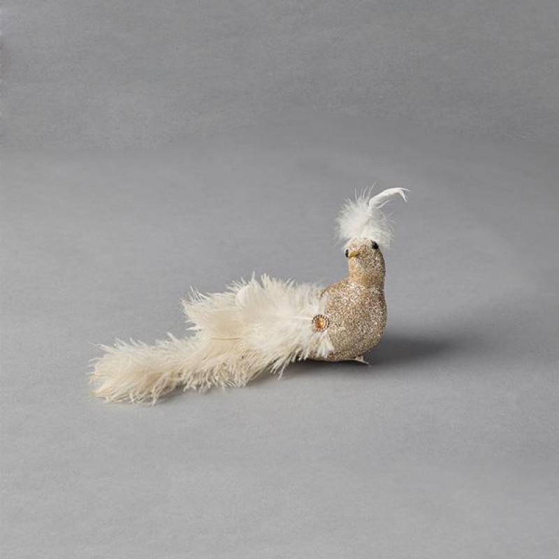 BIRD, CHAMPAGNE, WITH FEATHERS, 18x5x7cm 600-45655