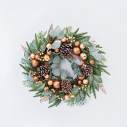 WREATH, WITH LEAVES AND COPPER DECORATIVES, 55cm 600-45660