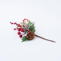 PICK WITH BERRY LEAF AND PINE CONE, 25cm 600-45667
