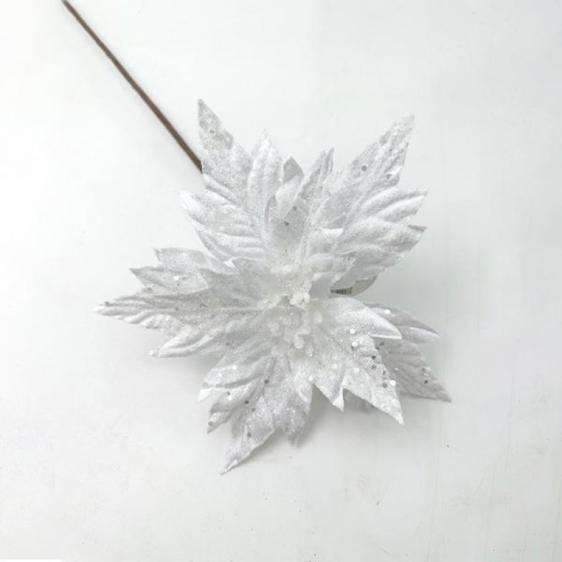 POINSETTIA, WHITE, WITH LONG STEM, 31x60cm 600-45683