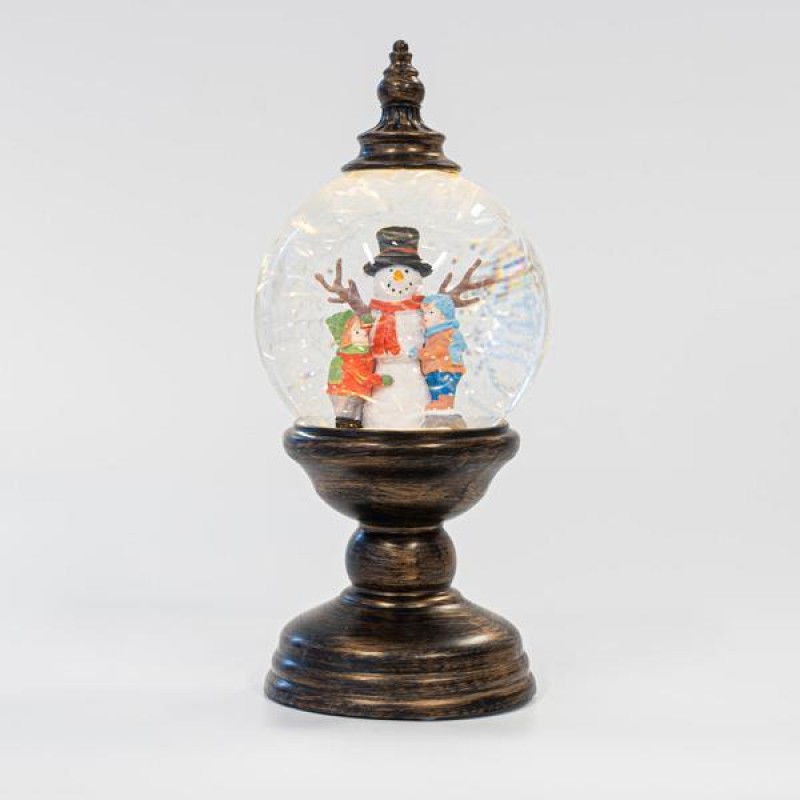 SNOWBALL TABLE DECORATIVE WITH SNOWMAN, PLASTIC, LIGHTED, WITH WATER, BATTERY OPERATED, 1 WARM WHITE LED, 12x12x26,5cm 600-45705