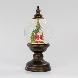 SNOWBALL TABLE DECORATIVE WITH TREE AND SANTA, PLASTIC, LIGHTED, WITH WATER, BATTERY OPERATED, 1 WARM WHITE LED, 12x12x26,5cm 600-45707