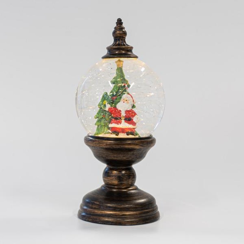 SNOWBALL TABLE DECORATIVE WITH TREE AND SANTA, PLASTIC, LIGHTED, WITH WATER, BATTERY OPERATED, 1 WARM WHITE LED, 12x12x26,5cm 600-45707