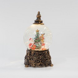 SNOWBALL TABLE DECORATIVE WITH TREE AND SANTA, PLASTIC, LIGHTED, WITH WATER, BATTERY OPERATED, 1 WARM WHITE LED, 12,3x12,3x22,5cm 600-45711