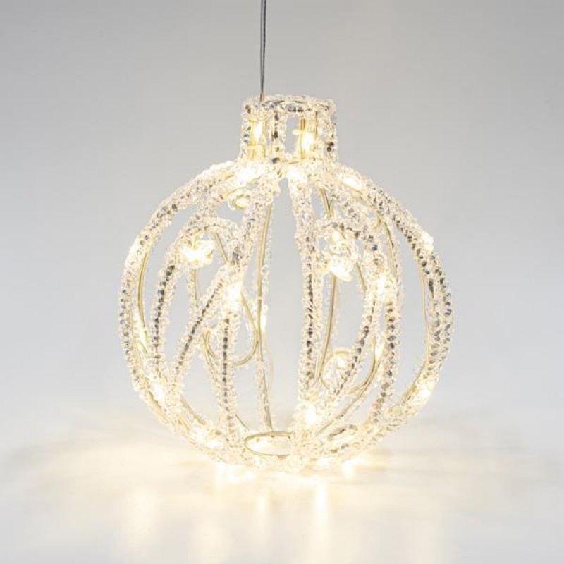 ACRYLIC BALL, 40 WARM WHITE LED, 500CM LEAD WIRE, 20x22cm, IP44 600-45715