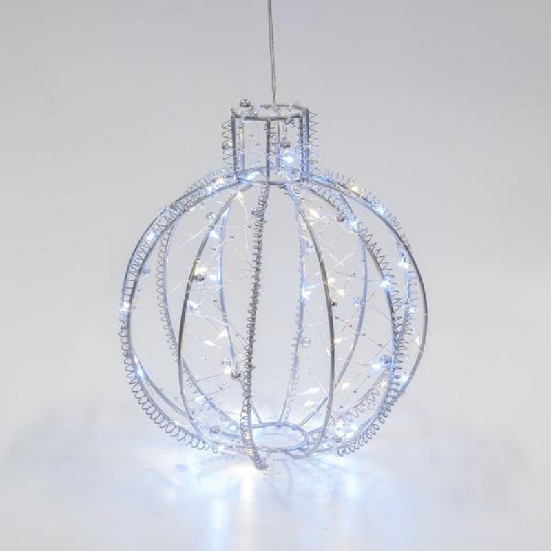 METALLIC BALL, 20 WARM WHITE AND 20 WHITE LED, 500CM LEAD WIRE, 20x22cm, IP44 600-45720