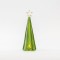 LIGHTED GLASS TREE, GREEN, WITH TOP TREE, BATTERY OPERATED, 8x28cm 600-45734