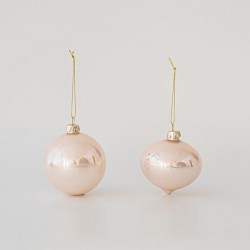 GLASS BALL,PINK, PEARL, 2 SHAPES, SET 4PCS, 10cm 600-45736