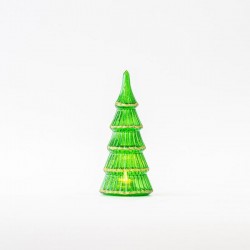 LIGHTED GLASS TREE, GREEN, 8,5x20,5cm 600-45750