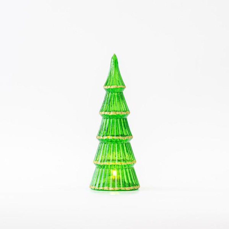 LIGHTED GLASS TREE, GREEN, 8,5x28cm 600-45751