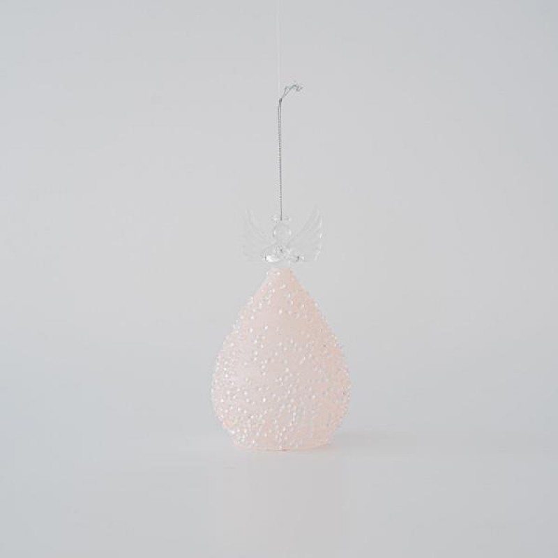 GLASS ANGEL, TRANSPARENT WITH PINK, 15cm 600-45768