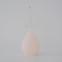 GLASS ANGEL, TRANSPARENT WITH PINK, 17cm 600-45769