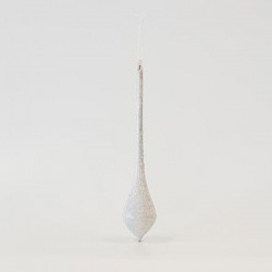 GLASS ORNAMENT, WHITE WITH GLITTER, SET 4PCS, 5,7x30cm 600-45779