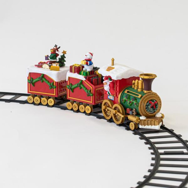 TRAIN WITH RAILS, WITH MUSIC AND MOVEMENT, 2 LED, BATTERY OPERATED, TRAIN 50cm, RAILS Φ115cm 600-45805
