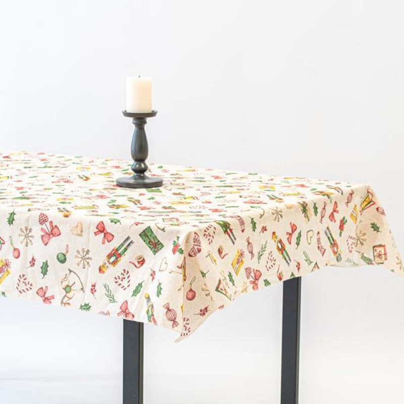 TABLECLOTH WITH BOWS AND NUTCRACKER 140x180cm 600-45867