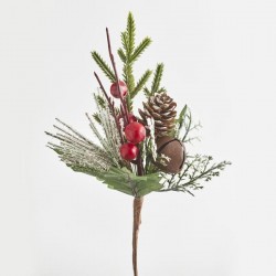 TWIG, WITH DECORATIVES, 25cm 600-45955