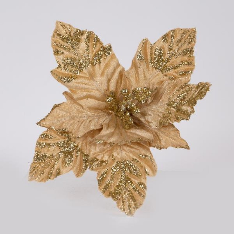 POINSETTIA, GOLD WITH GOLD ANTHERS, 22cm 600-46159