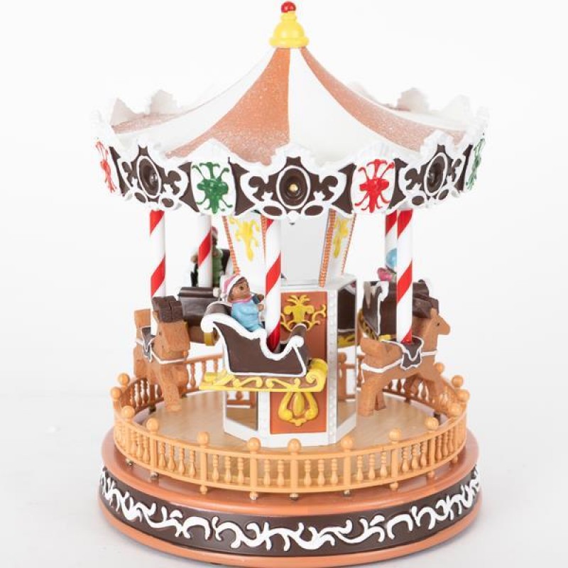 CAROUSSEL WITH ANIMALS, CANDY, WITH ADAPTOR, WITH MUSIC AND MOVEMENT, 18.5x18.5x23cm 600-46322