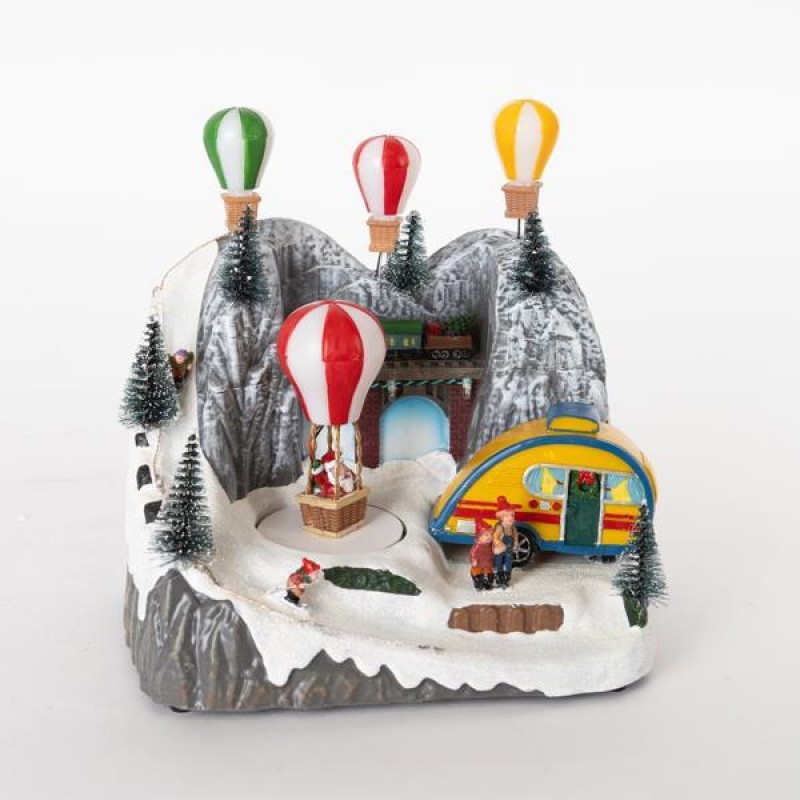 CHRISTMAS VILLAGE WITH HOT-AIR BALLOONS,  WITH ADAPTOR, WITH MUSIC AND MOVEMENT, 23,5x16x22,5cm 600-46324