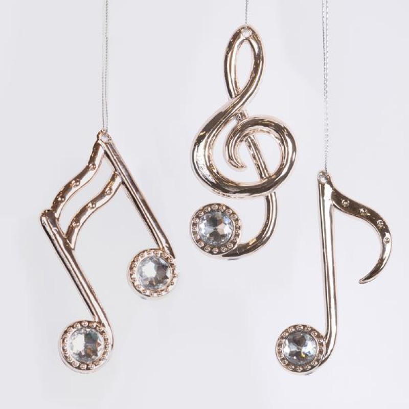 ACRYLIC ORNAMENT, MUSICAL NOTES, ROSE GOLD, 14,5cm 600-46450