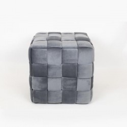 STOOL, VELVET FABRIC, GREY, KNITTED DESIGN, 44.5X44.5X44.5cm 750-10034 STOOL, VELVET FABRIC, GREY, KNITTED DESIGN, 44.5X44.5X44.5cm 750-10034