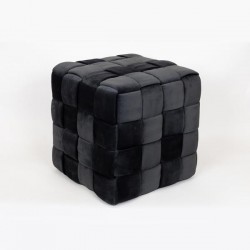STOOL, VELVET FABRIC, BLACK, KNITTED DESIGN, 44.5X44.5X44.5cm 750-10035 STOOL, VELVET FABRIC, BLACK, KNITTED DESIGN, 44.5X44.5X44.5cm 750-10035