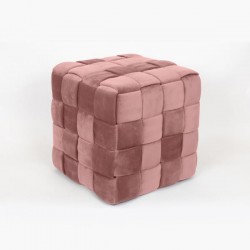 STOOL, VELVET FABRIC, DUSTY PINK, KNITTED DESIGN, 44.5X44.5X44.5cm 750-10038 STOOL, VELVET FABRIC, DUSTY PINK, KNITTED DESIGN, 44.5X44.5X44.5cm 750-10038
