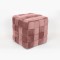 STOOL, VELVET FABRIC,  DUSTY PINK, KNITTED DESIGN, 44.5X44.5X44.5cm 750-10038