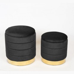 STOOL, VELVET FABRIC, BLACK, SET 2PCS,34.5x34.5x38.5cm ,S:30x30x32cm 750-10040 STOOL, VELVET FABRIC, BLACK, SET 2PCS,34.5x34.5x38.5cm ,S:30x30x32cm 750-10040
