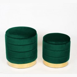 STOOL, VELVET FABRIC, DARK GREEN, SET 2PCS,34.5x34.5x38.5cm ,S:30x30x32cm 750-10042 STOOL, VELVET FABRIC, DARK GREEN, SET 2PCS,34.5x34.5x38.5cm ,S:30x30x32cm 750-10042
