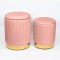 STOOL, VELVET FABRIC, PINK, SET 2PCS,  L:35x35x45cm S:30x30x38cm 750-10046