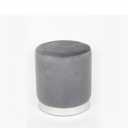 STOOL, VELVET FABRIC, GREY, SILVER METAL BASE,35x35x39cm 750-10048