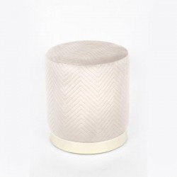 STOOL, VELVET FABRIC, IVORY, SILVER METAL BASE,35x35x39cm 750-10050