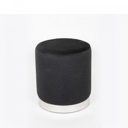 STOOL, VELVET FABRIC, BLACK, SILVER METAL BASE,35x35x39cm 750-10051 STOOL, VELVET FABRIC, BLACK, SILVER METAL BASE,35x35x39cm 750-10051