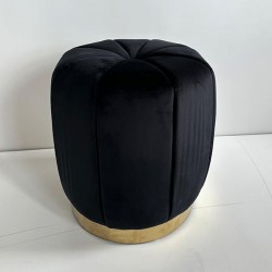 STOOL, VELVET FABRIC, BLACK, GOLD METAL BASE,43x43x45cm 750-10052 STOOL, VELVET FABRIC, BLACK, GOLD METAL BASE,43x43x45cm 750-10052
