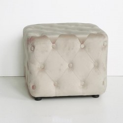 STOOL, VELVET FABRIC,BEIGE, 45x45x38cm 750-10054