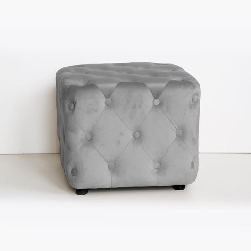 STOOL, VELVET FABRIC, GREY, 45x45x38cm 750-10055