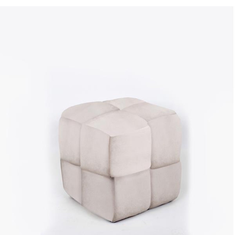 STOOL, CURLY FABRIC, BEIGE KNITTED DESIGN, 38x38x40cm 750-10059