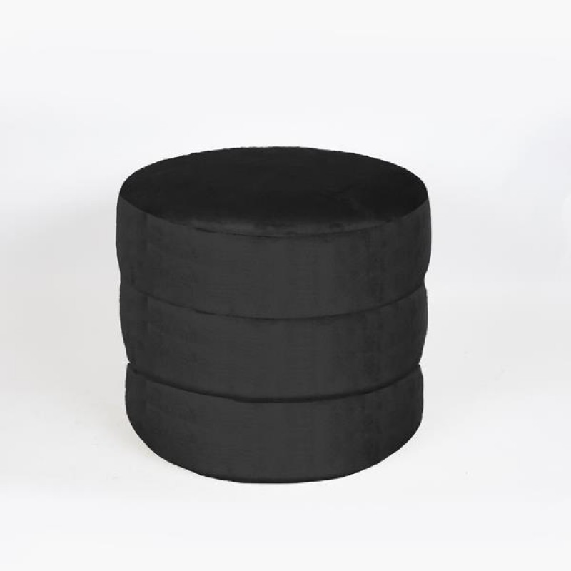 STOOL, VELVET FABRIC, BLACK, 49x49x40cm 750-10063