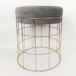 STOOL, VELVET FABRIC, GREY,WITH METALIC STAND 72Χ36Χ48cm 750-10065
