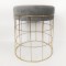 STOOL, VELVET FABRIC, GREY,WITH METALIC STAND 72Χ36Χ48cm 750-10065