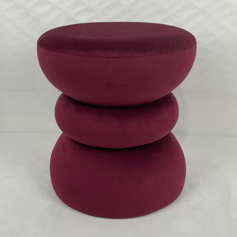 STOOL, VELVET, BURGUNDI, MDF, 35x35x39cm 750-10076
