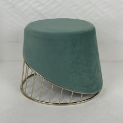 STOOL, VELVET, BLUE, WITH GOLD DETAIL, MDF, 45x33x35cm 750-10077