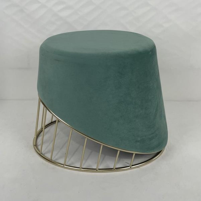 STOOL, VELVET, BLUE, WITH GOLD DETAIL, MDF, 45x33x35cm 750-10077