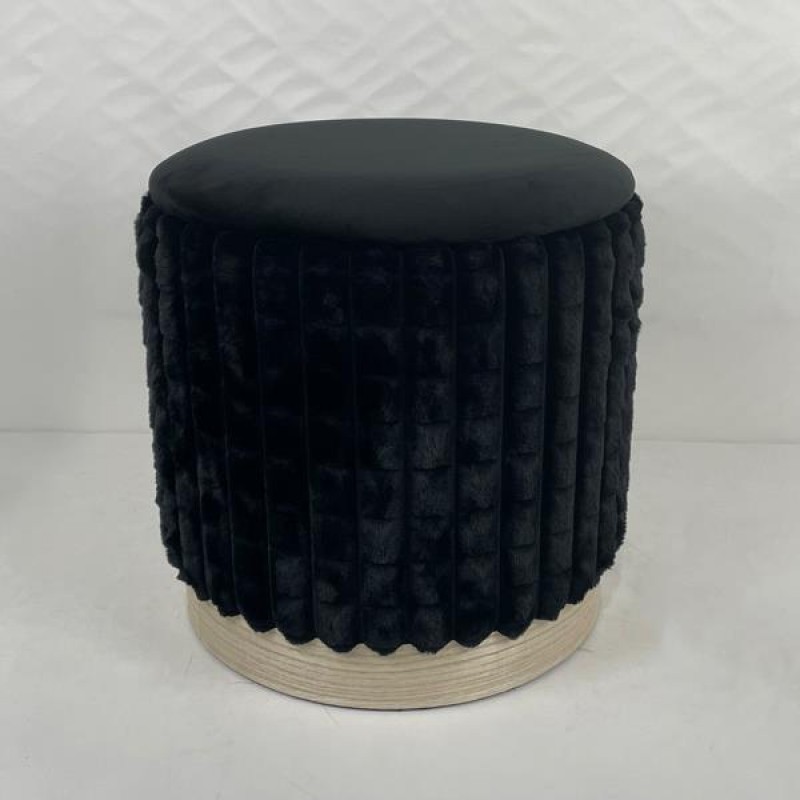 STORAGE STOOL, FUR, BLACK, MDF, 39x39x40cm 750-12018