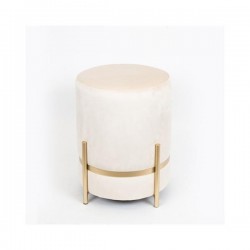 STOOL, VELVET, IVORY, GOLD METAL LEGS, 36x36x42cm 750-14020