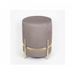 STOOL, VELVET, GREY, GOLD METAL LEGS, 36x36x42cm 750-14022