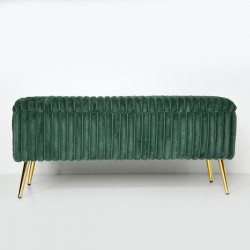 BENCH, VELVET, BROWN,GREEN, GOLD METAL LEGS, 112X42X50cm 750-18025